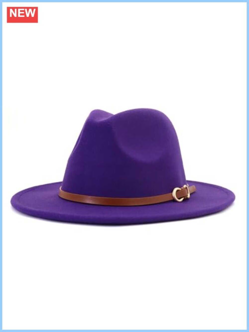 Felt Fedora Hat Wide Brim Panama Jazz Hat with Belt Buckle Unisex